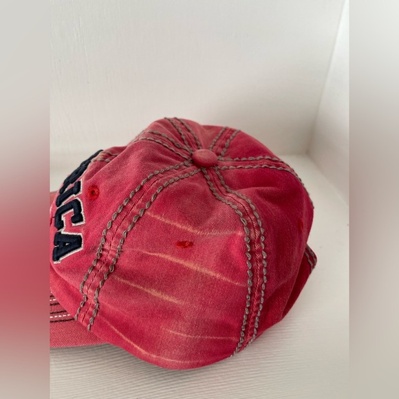 Kbethos Vintage Distressed America Baseball Cap Red Strap Back - Picture 8 of 8